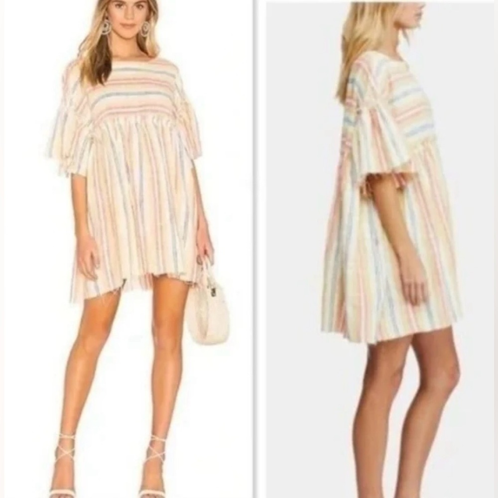 Free People Pastel Striped Babydoll Mini Dress